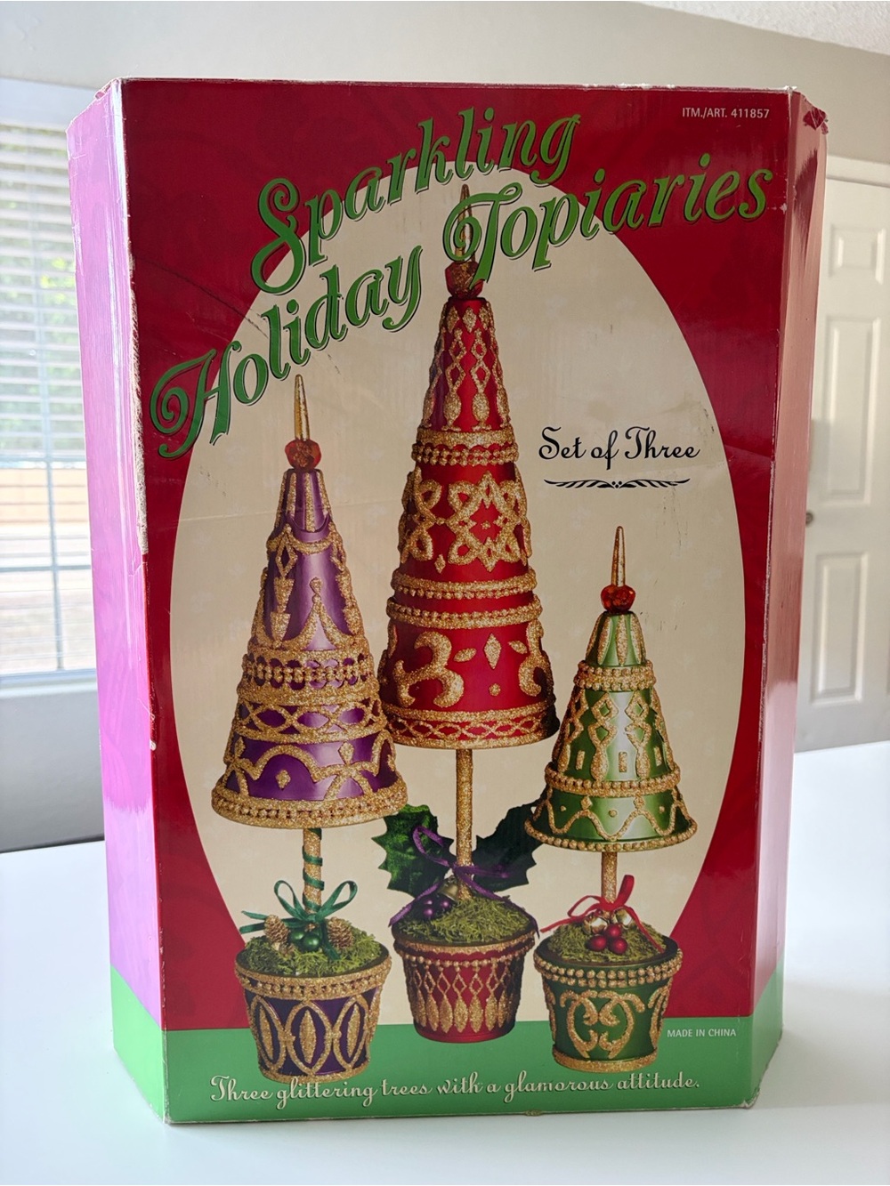 Costco Sparkling Holiday Topiaries Christmas Trees Set of Three